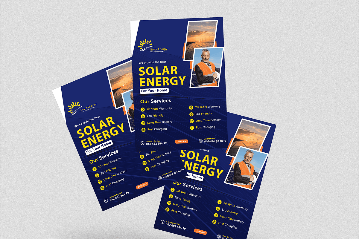 Solar Energy Flyer Template, a Flyer Template by Soulfuldesignstudio (Photo 2 of 4)