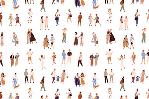 People Walking Seamless Patterns