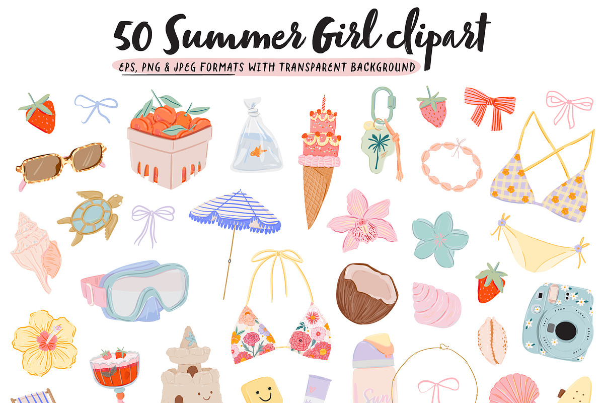 Trendy Summer Girl Clipart & Quotes, a Seasonal Illustration by Ruslana Lubenets (Photo 4 of 16)