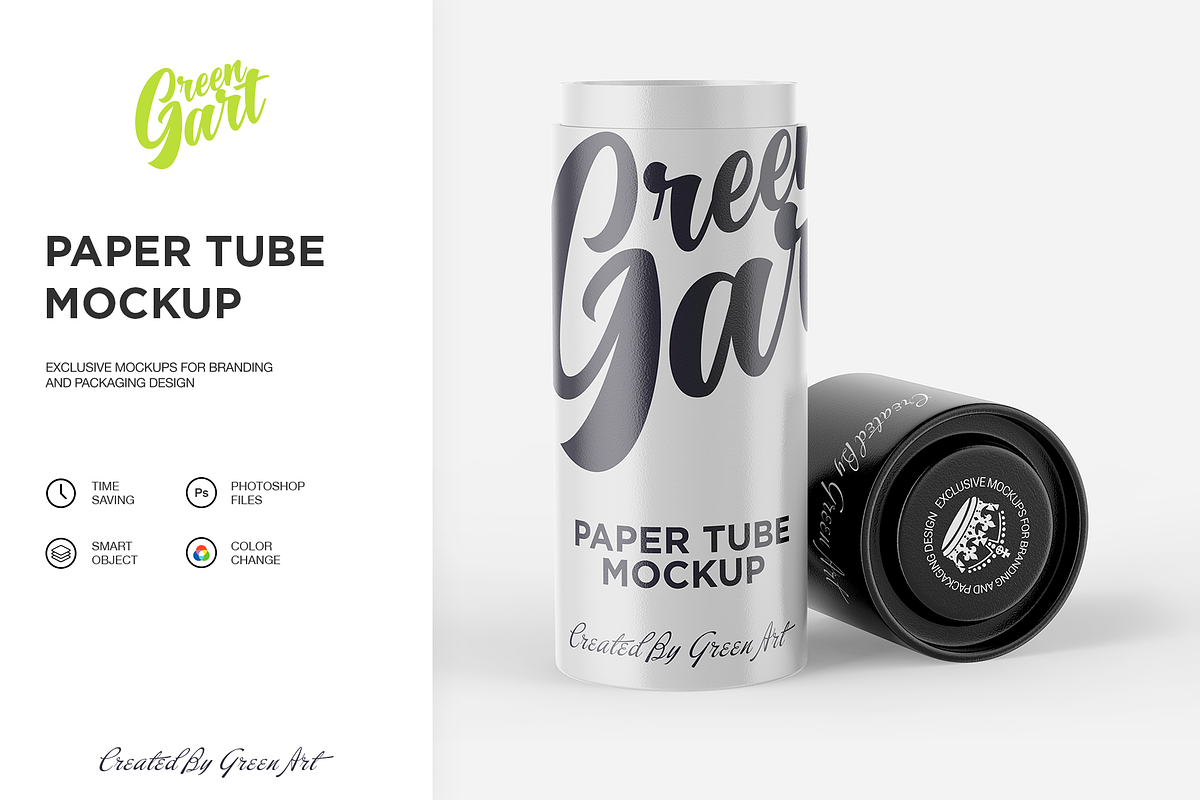 Opened Matte Paper Tube Mockup, a Packaging Mockup by Green Art (Photo 1 of 6)