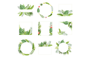 Tropical Leaves Frame with Space, an Illustration by TopVectors