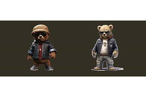 Stylish Cartoon Bears In Trendy