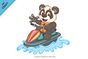 Cartoon Panda on Jet Ski. Animal Art, an Animal Illustration by KENO Mascots (Thumbnail 2 of 3)