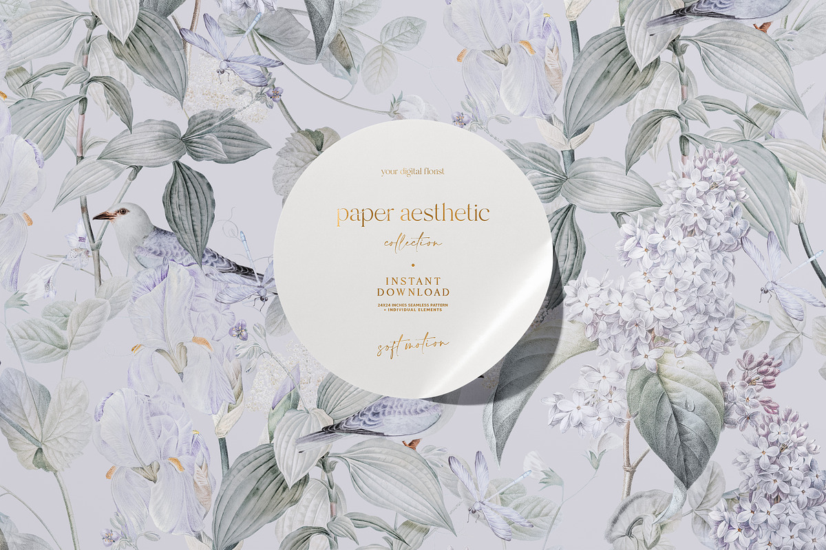Lilac Pastel Spring Flower Pattern, a Pattern Graphic by paper aesthetic (Photo 1 of 8)