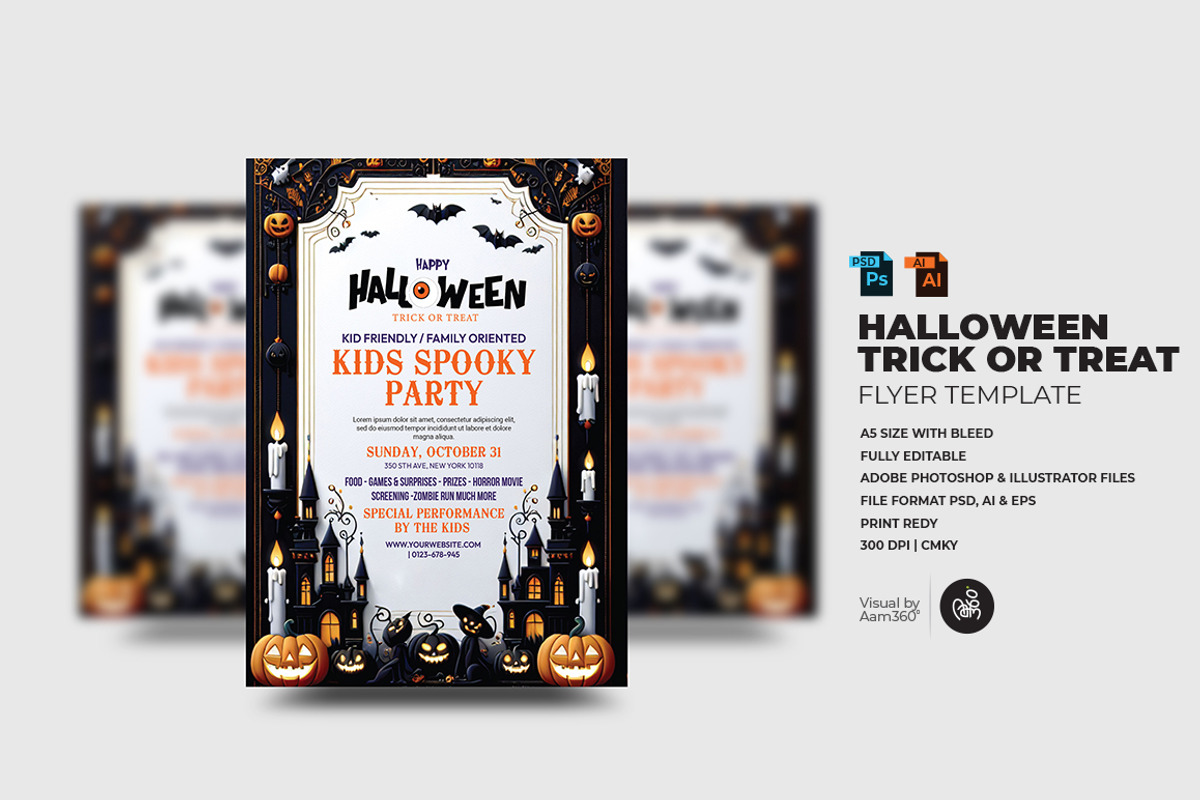 Halloween Trick or Treat Flyer, a Flyer Template by Aam360 (Photo 1 of 3)