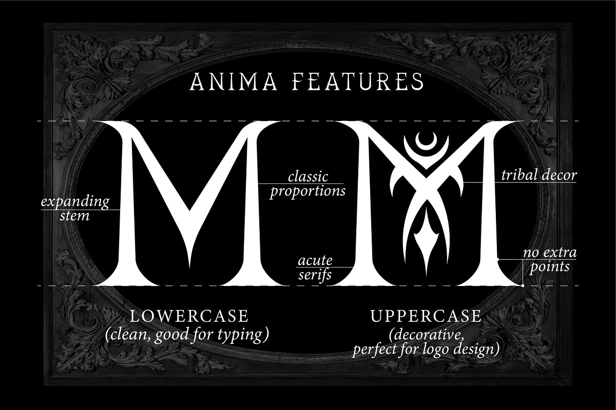 Anima - Tribal Mystical Logo Font, a Blackletter Font by Struvictory.art (Photo 3 of 9)