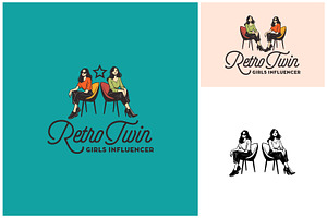 Two Girls Twin Retro Fashion Logo, a Branding & Logo Template by Enola99d