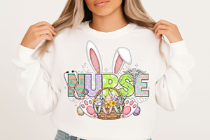 Happy Easter Nurse Sublimation Png, an Illustration by Designking