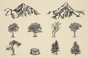 Nature Forest Hand Drawn Elements 1