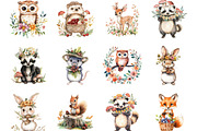 Little Woodland Friends Clipart, a Seasonal Illustration by Designking (Thumbnail 2 of 5)