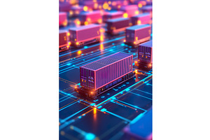 Futuristic shipping containers on, a Technology Illustration by Lermont51