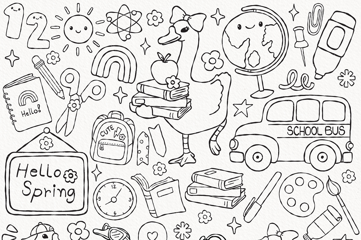 Spring Goose School Outline SVG, an Education Illustration by TitaLivingArt (Photo 2 of 9)