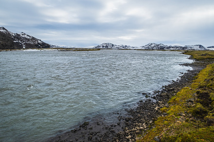 Picturesque autumn river and view to Landmannalaugar mountains u, a Nature Photo by YuriyB