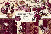 Burgundy & Gold Alice Graphics, an Illustration by Digital Curio (Thumbnail 1 of 5)