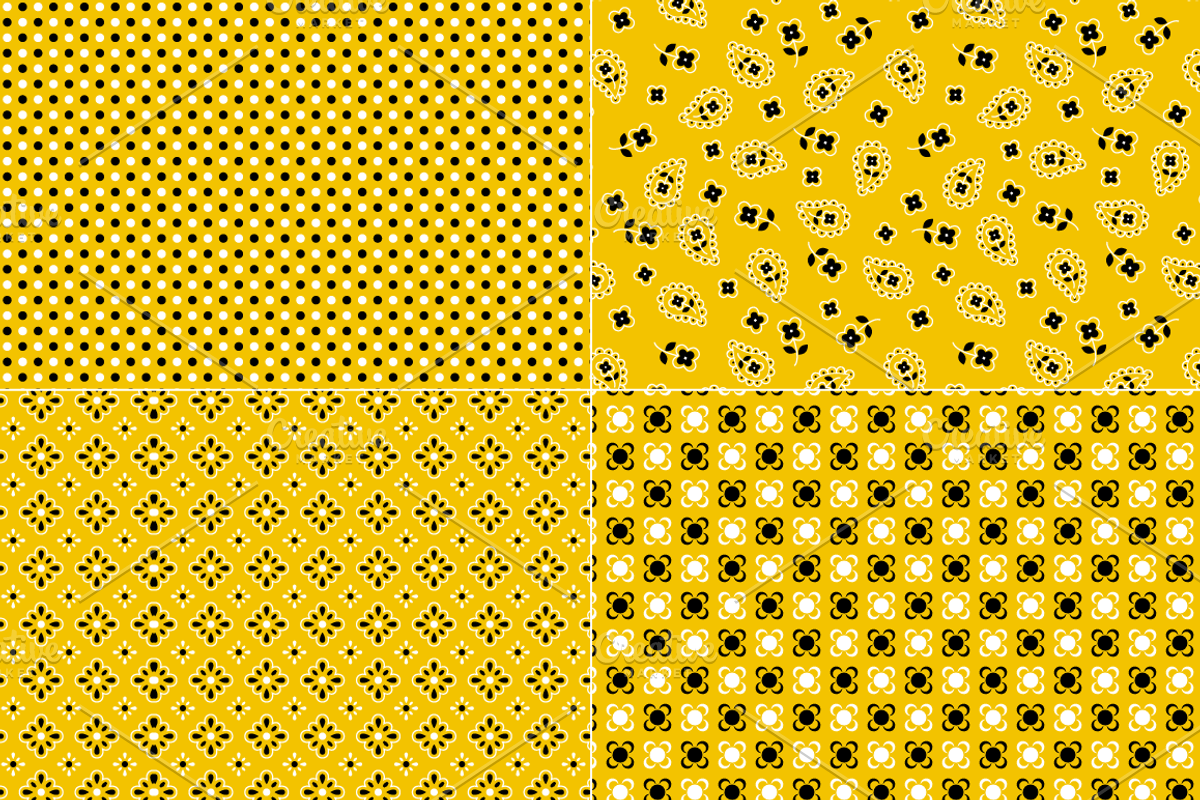 Seamless Yellow Bandana Patterns preview 5