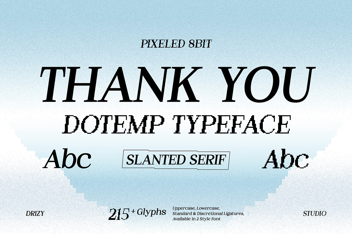 Dotemp - 8Bit Pixel Slanted Font, a Serif Font by Drizy (Photo 10 of 10)