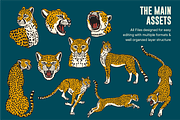 Vintage Cheetah Illustrations, an Animal Illustration by ARQAM Studio (Thumbnail 2 of 9)