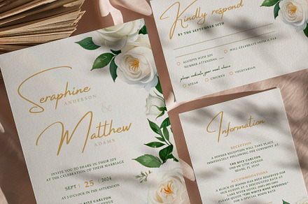 White Rose Invitation Canva Template