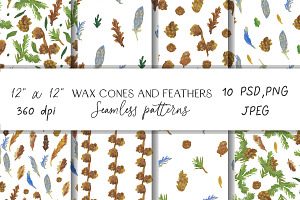 Kids Crayon Nature Elements Seamless