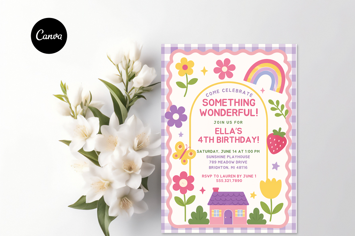 Retro Rainbow Girls Birthday Invite, an Invitation Template by heynomi (Photo 20 of 20)