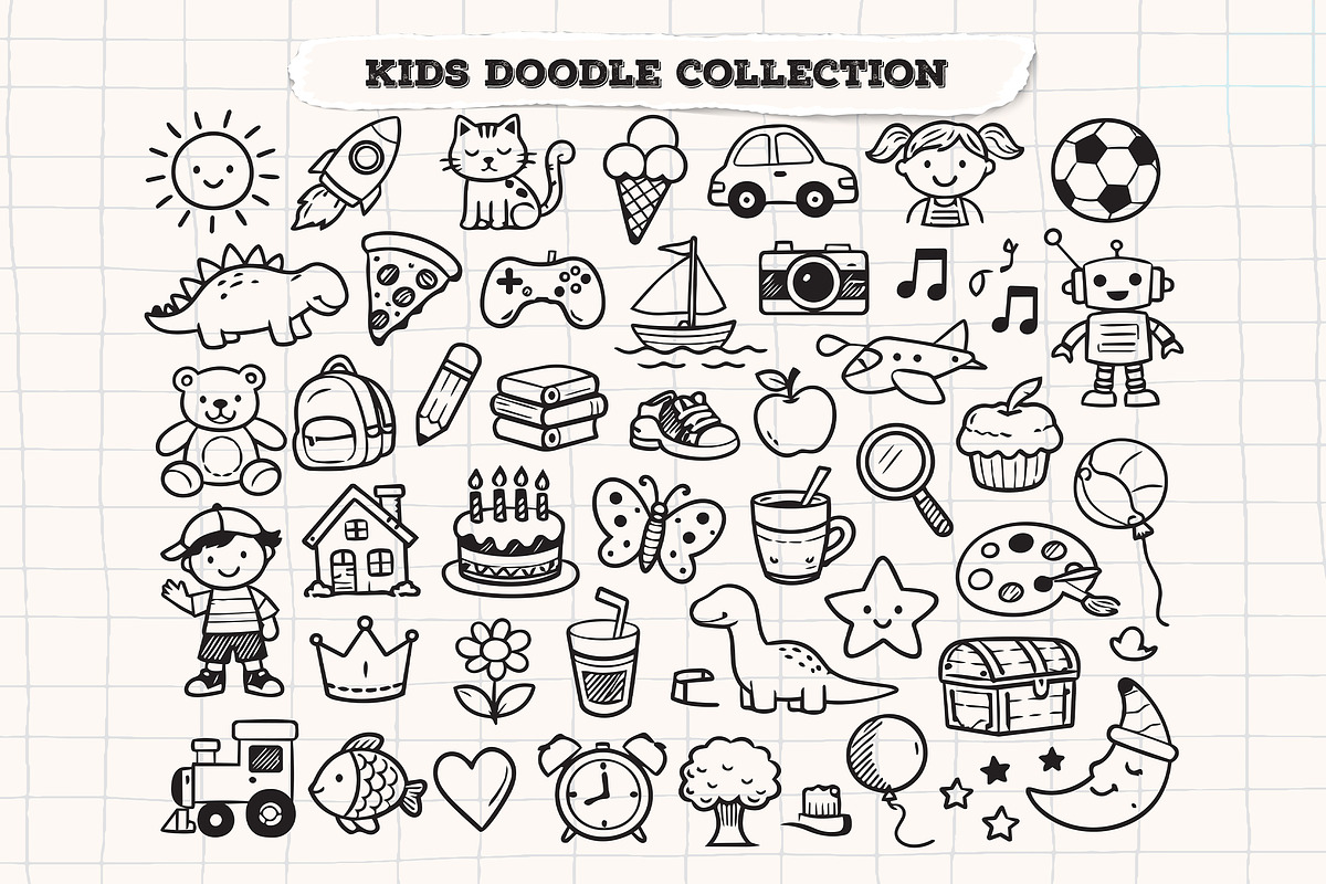 Kids Doodle Illustration Collection, an Outline Icon by Aarley Kaiven (Photo 2 of 2)