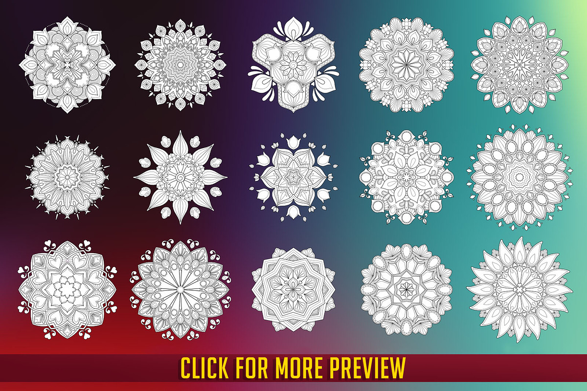 100 Lineart Mandala, a Decorative Illustration by 611 Studio (Photo 5 of 8)