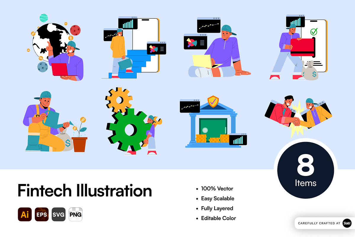 Fintech Vector Illustration Pack, an Object Graphic by SLAB! Design