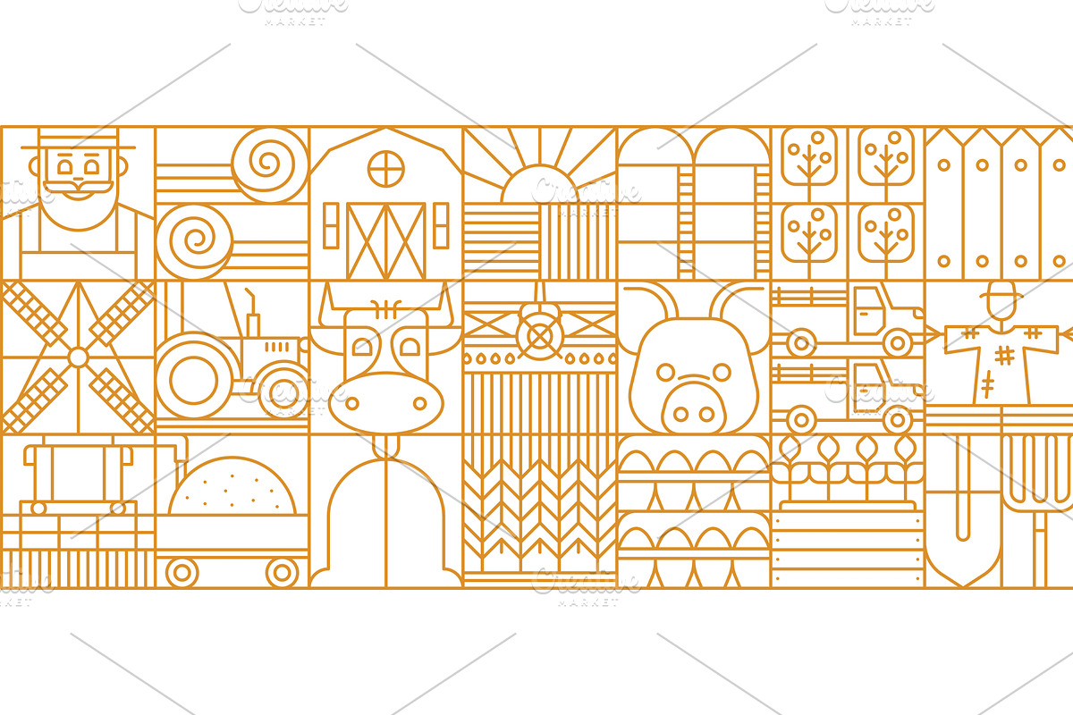 Agriculture farm geometric pattern, an Illustration by Vector Tradition