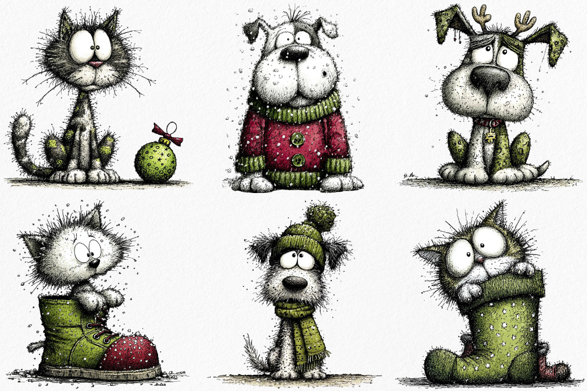 Christmas Dog & Cat Clipart, an Illustration by Canvas Craft (Photo 4 of 7)
