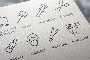 Hairdresser Thinline Icons