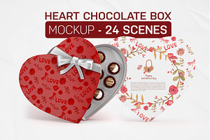 Heart Chocolate Box Mockup Kit