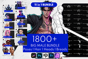 1800+ Male Character Procreate Stamp