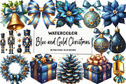 Blue and Gold Christmas Clipart, an Illustration by DreamArtGraphic (Thumbnail 1 of 5)