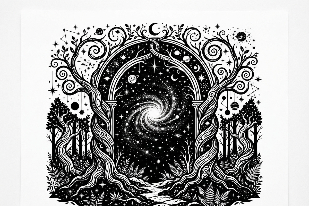 50 Mystical Galaxy Forest Silhouette, a Technology Illustration by Amazin_art (Photo 19 of 33)