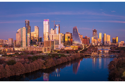 Cityscape of downtown Austin from, an Architecture Photo by Backyard Stock