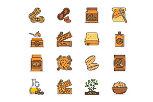 Peanut food, butter line icons, a Food Illustration by Vector Tradition