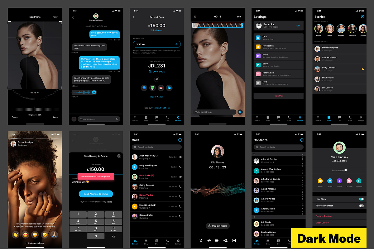 Chat App - Light & Dark Mode, an UI Kit Template by Divanraj (Photo 4 of 5)