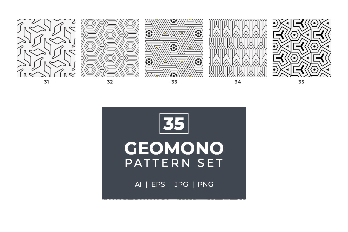 GeoMono Geometric Pattern Set, a Pattern Graphic by GraphicsEgg (Photo 6 of 6)