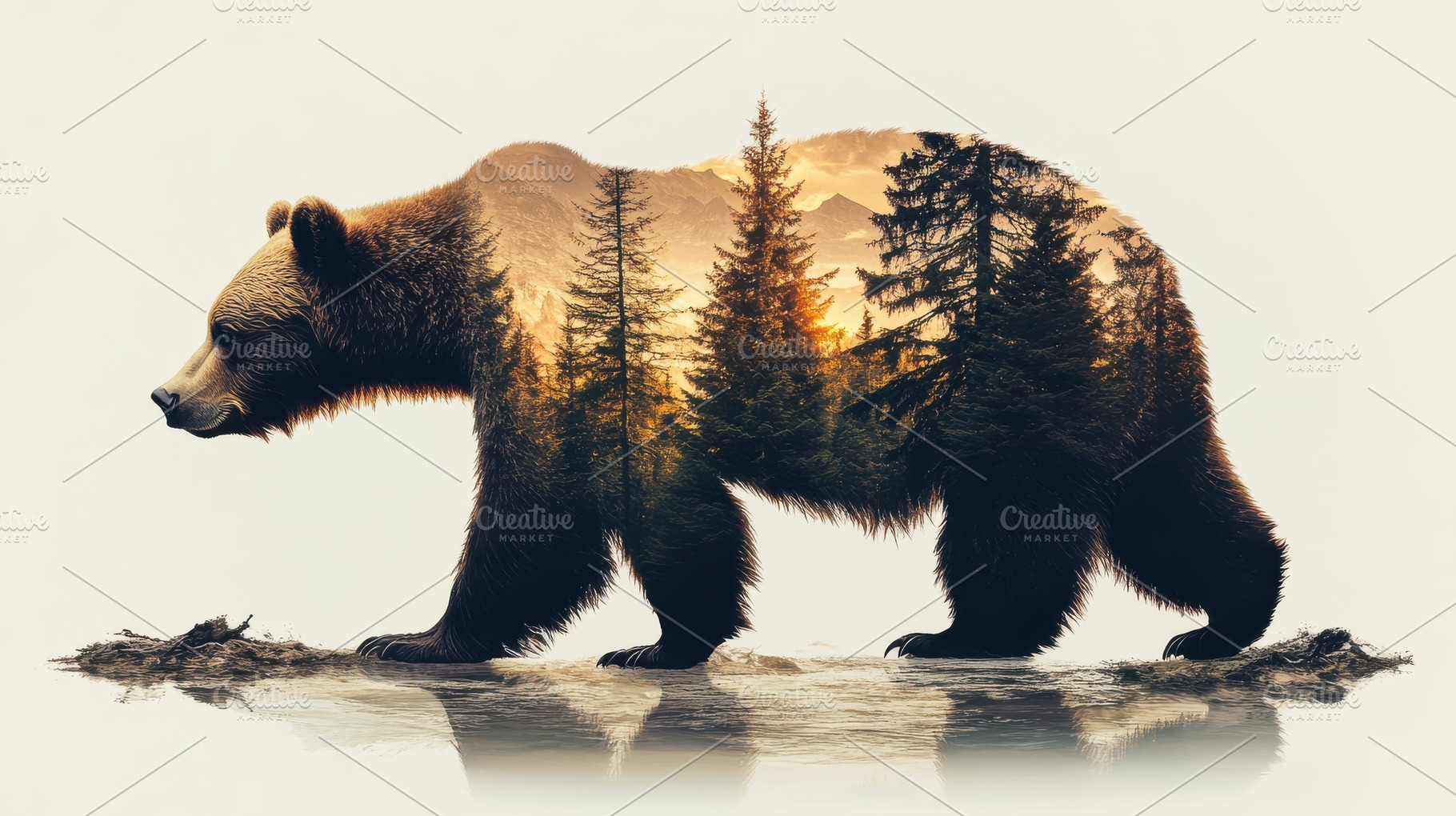 Bear Silhouette: Nature Within, A Po, an Animal Photo by Pixeness Studio