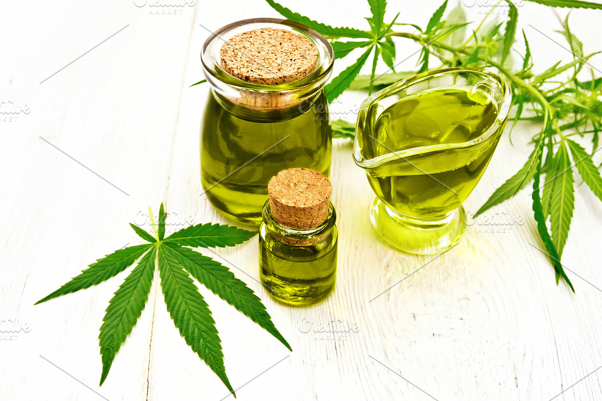 Oil hemp in gravy boat and two jars, a Food & Drink Photo by rezkrr (Photo 2 of 3)