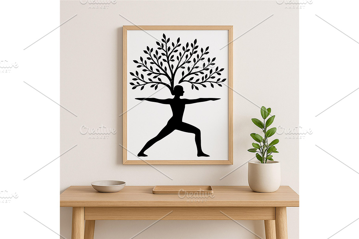 Yoga Tree Silhouette Warrior Pose, a Background Graphic by LaseredNinja (Photo 3 of 7)