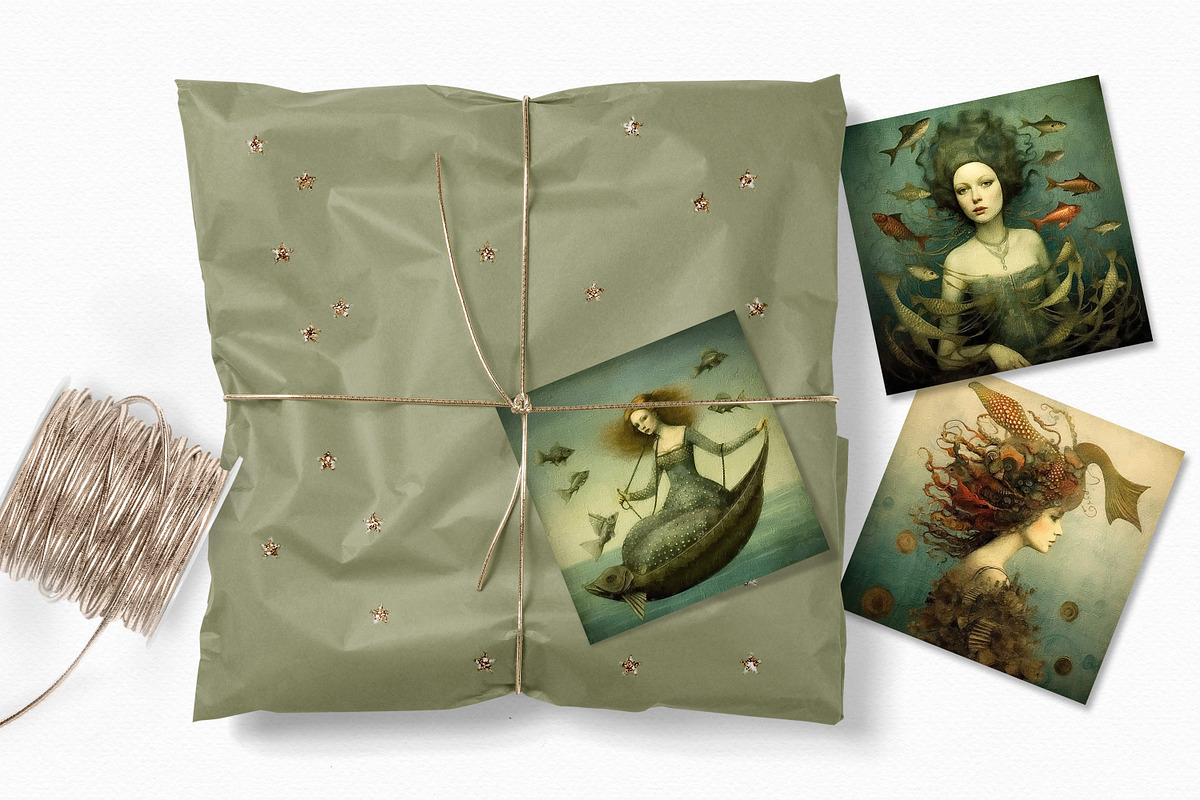 Surreal Mermaids Digital Paintings, a Texture Graphic by rileyBgraphics (Photo 6 of 8)