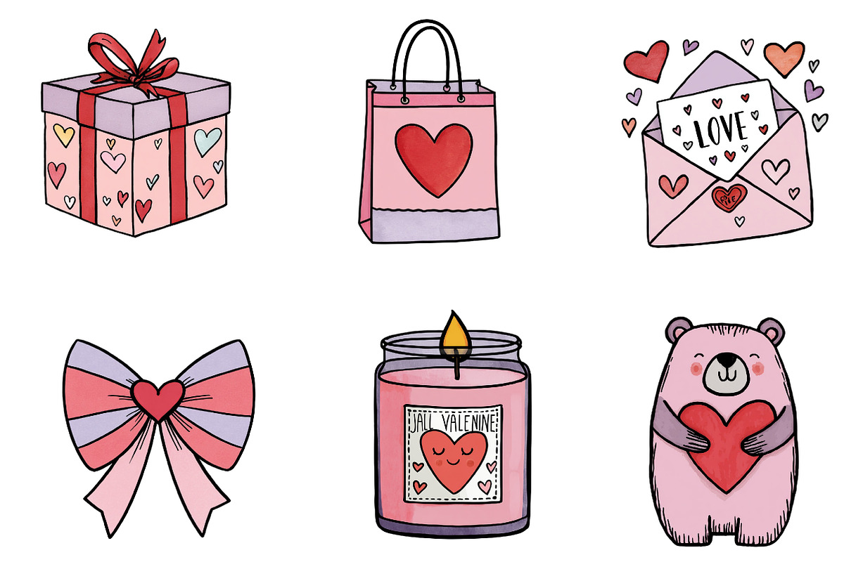 Cute Valentine Clipart, an Illustration by CreationArt (Photo 2 of 7)