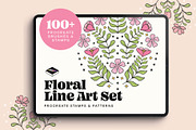 Floral Line Art Set for Procreate, a Brush Add-On by Pencil Twist (Thumbnail 1 of 10)