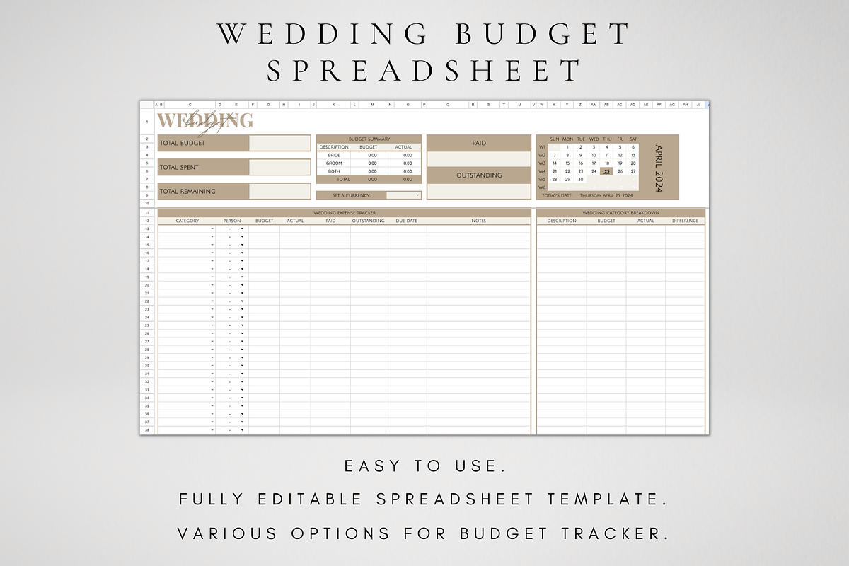 Wedding Budget Template 2024, a Templates & Theme by BRANDcontent (Photo 2 of 6)