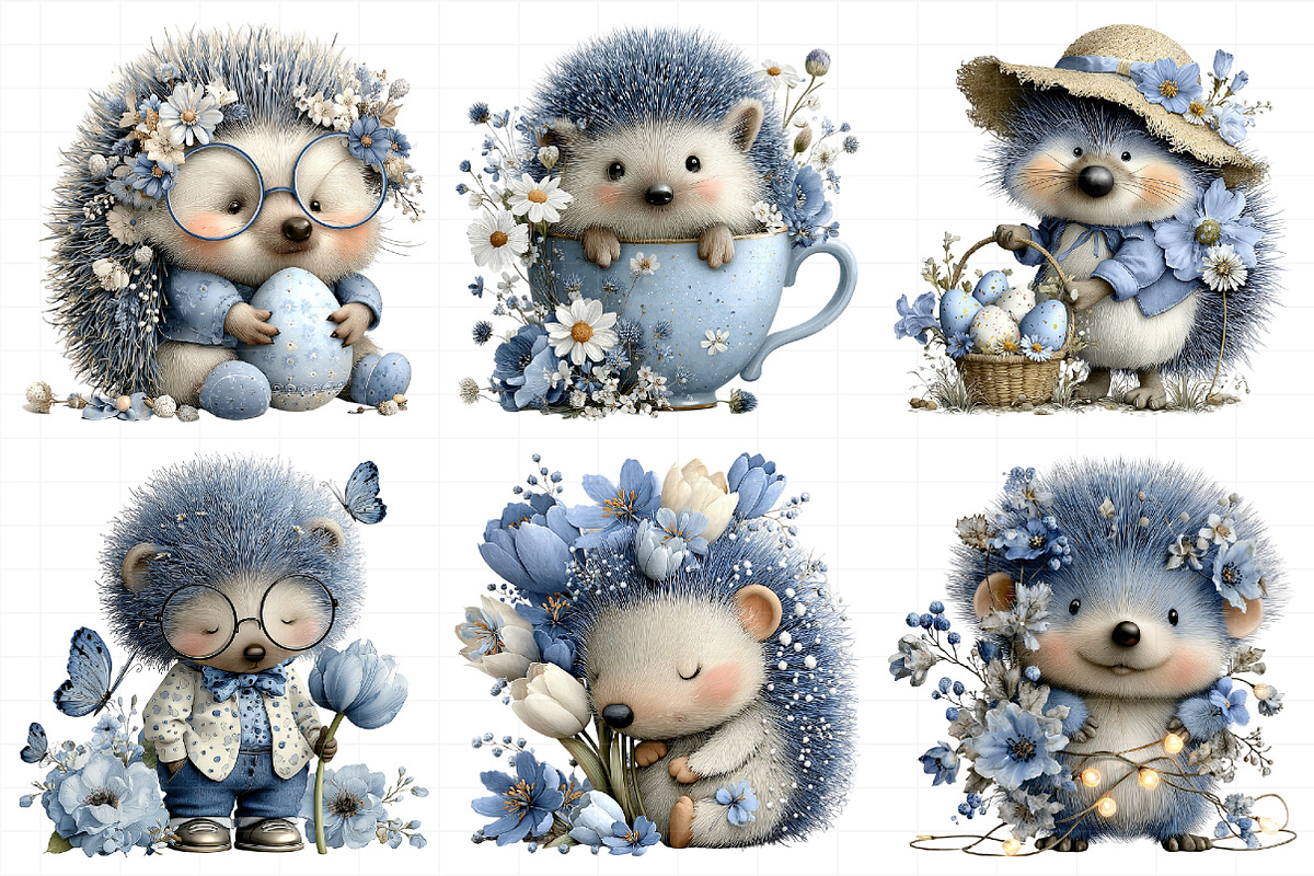 Whimsical Spring Hedgehog Clipart, an Illustration by Daily.Designs (Photo 3 of 8)
