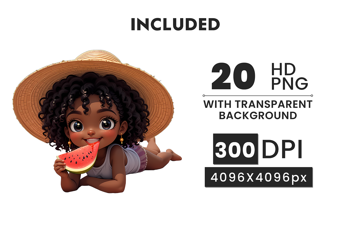 Chibi Afro-American Ilustrations PNG, a Solid Icon by Nina Shaw (Photo 2 of 9)
