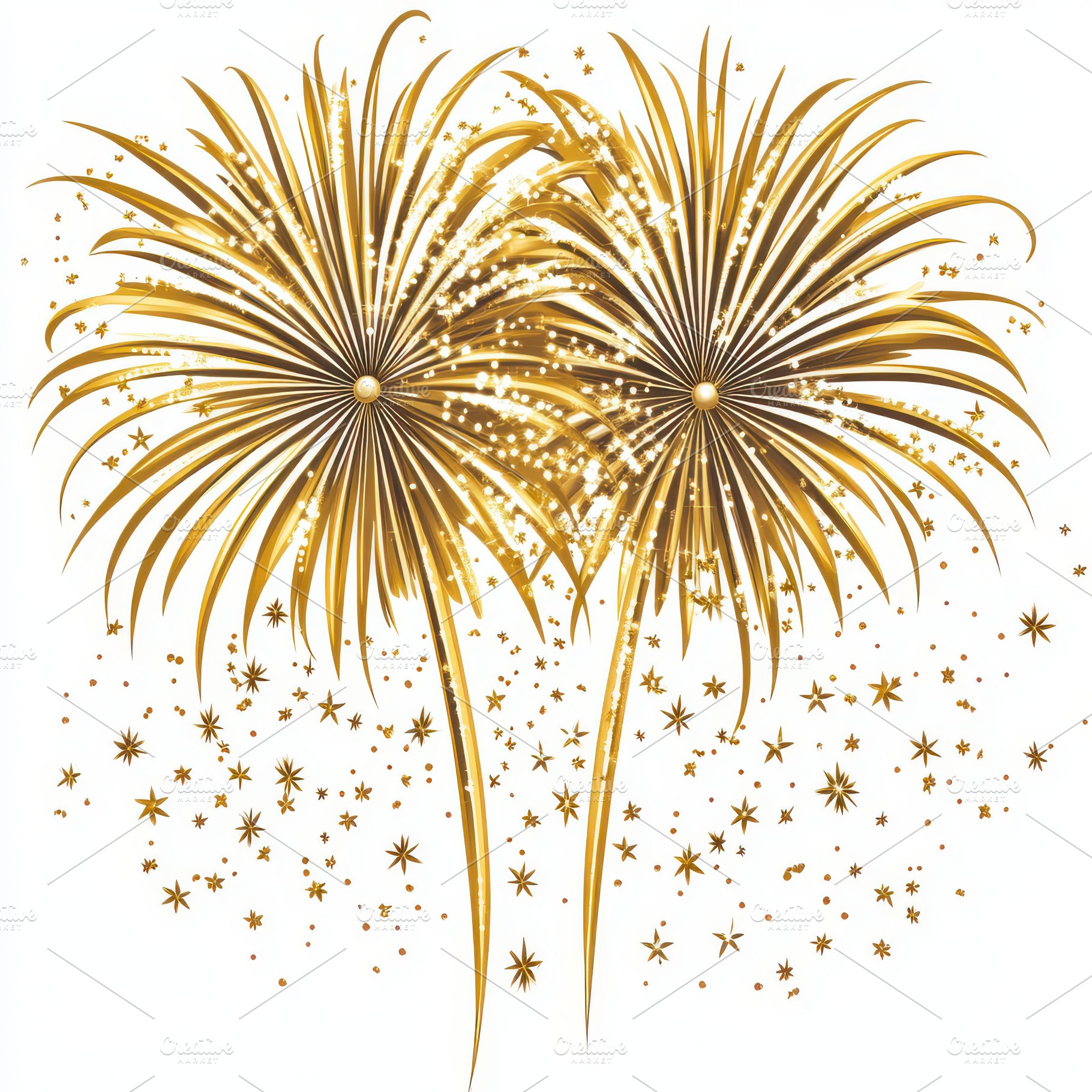 Golden Fireworks Celebration Sparkle, an Abstract Photo by Pixeness Studio