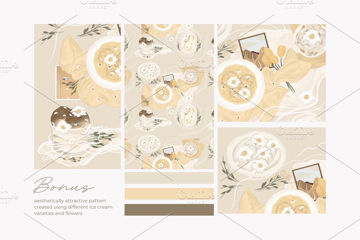 Aesthetic Ice Cream with Flower, an Illustration by ryelart.design (Photo 2 of 3)