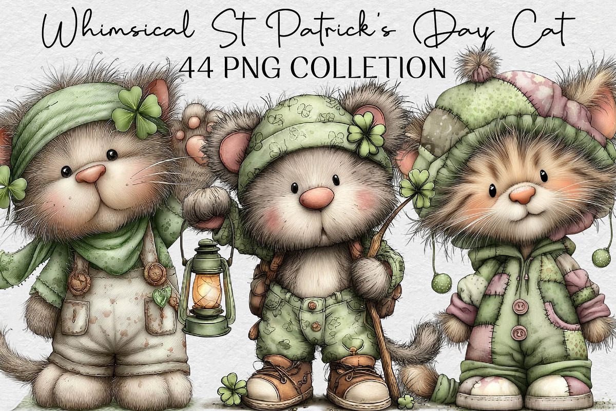 Whimsical St Patrick’s Day Cat PNG, an Illustration by DreamCafeArt (Photo 1 of 7)